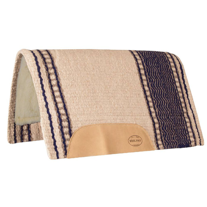 Mustang New Zealand Wool Fleece Bottom Pad Tack - Saddle Pads Mustang Cream/Navy