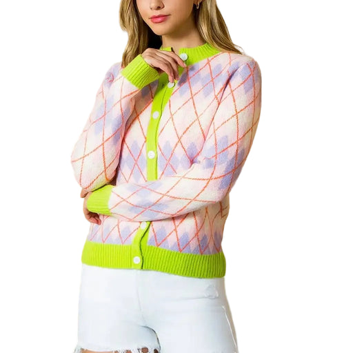 Argyle Button Down Cardigan WOMEN - Clothing - Sweaters & Cardigans THML Clothing
