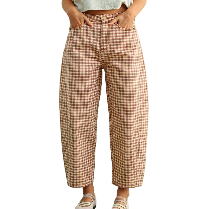 Miou Muse Mini Check Barrel Pants WOMEN - Clothing - Pants & Leggings Miou Muse