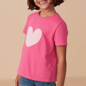 Hayden Girl's Heart Patch Band Tee KIDS - Girls - Clothing - Tops - Short Sleeve Tops Hayden Los Angeles   