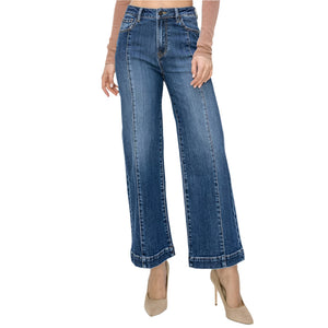 Risen High Rise Wide Leg Ankle Jeans