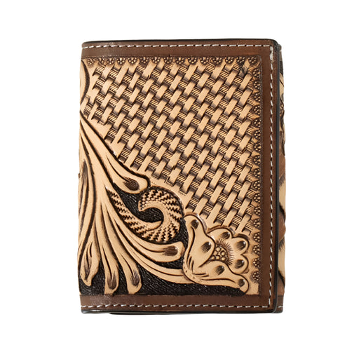 3D Tooled Floral Basketweave Trifold Wallet MEN - Accessories - Wallets & Money Clips M&F Western Products
