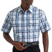 Wrangler Men's Western Blue Plaid Snap Shirt MEN - Clothing - Shirts - Short Sleeve Wrangler