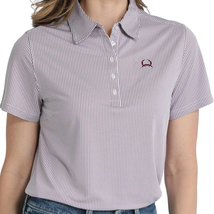 Cinch Women's Jacquard Purple Polo Shirt
