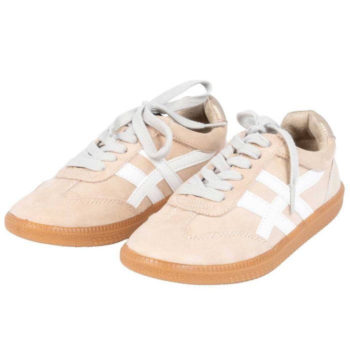 ShuShop Girl's Sasha Mini Nude Suede Sneakers