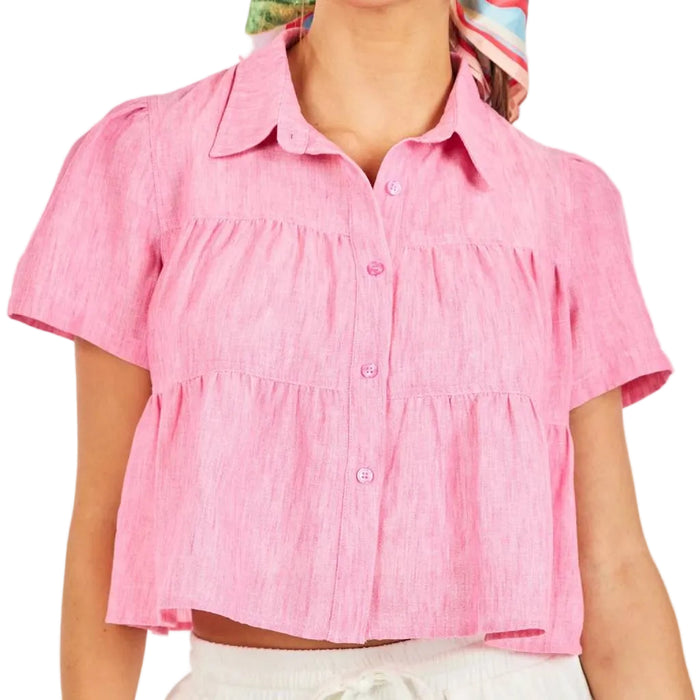 Sadie & Sage By The Sea Tiered Pink Top WOMEN - Clothing - Tops - Short Sleeved Sadie & Sage