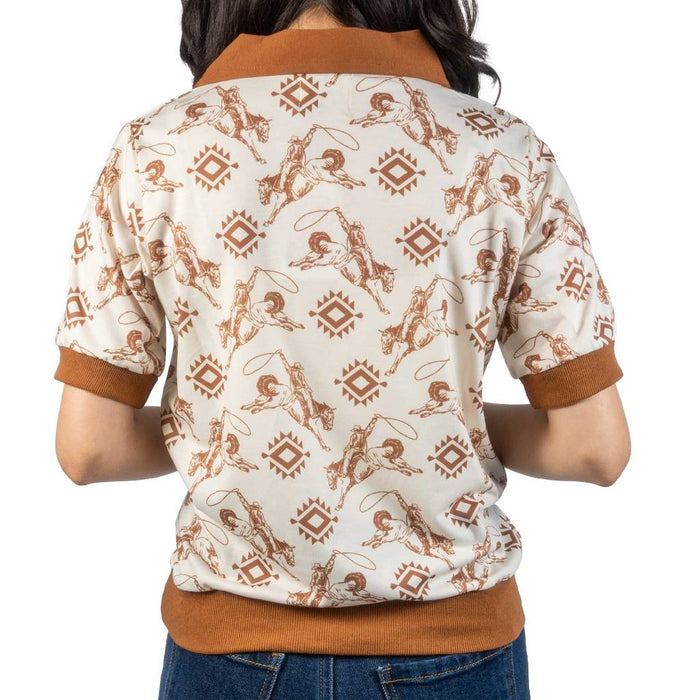 Howdy Hanny Western Print Polo Shirt WOMEN - Clothing - Tops - Short Sleeved Howdy Hanny