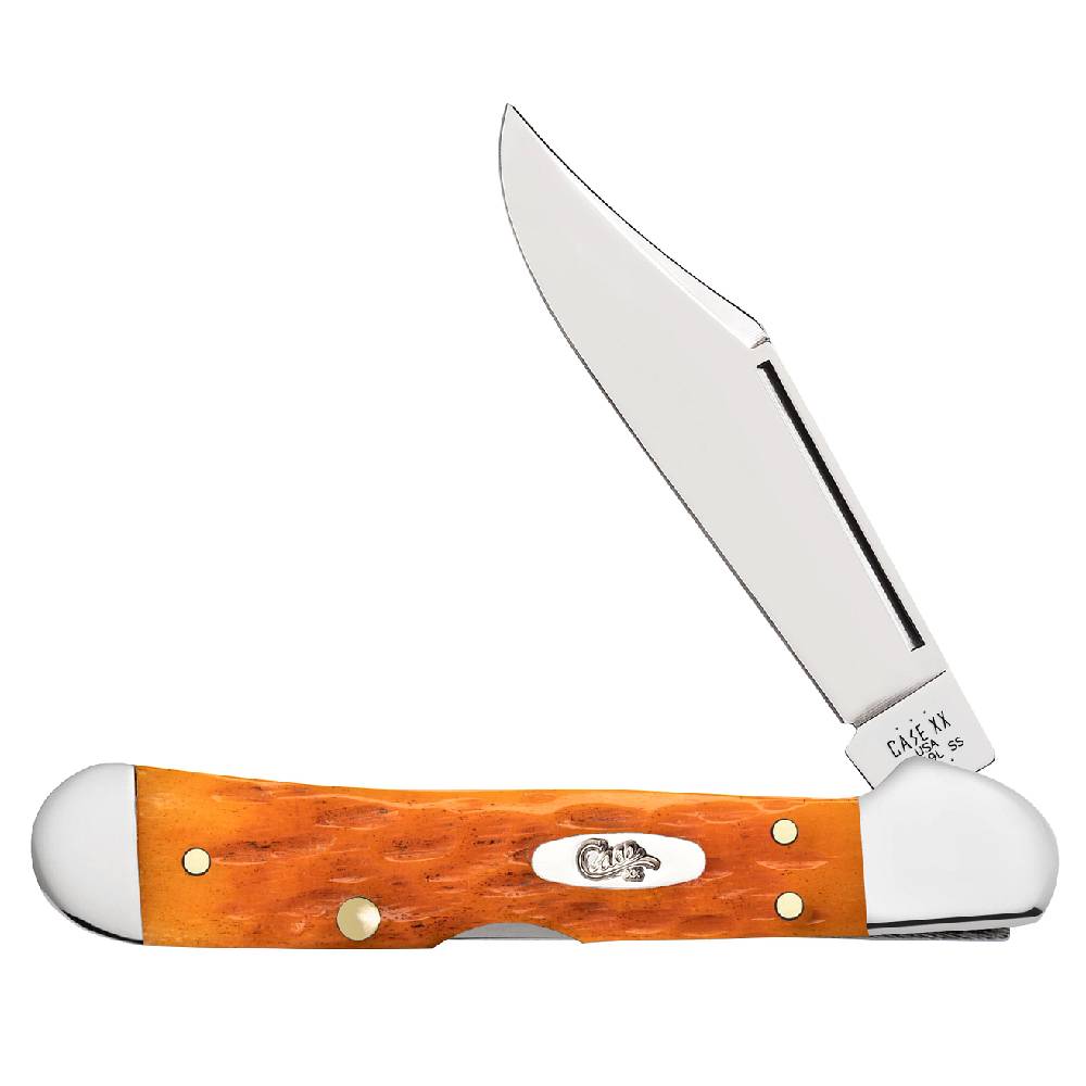Case Mini Copperlock - Persimmon Orange Bone Peach Seed Jig Knives W.R. Case   