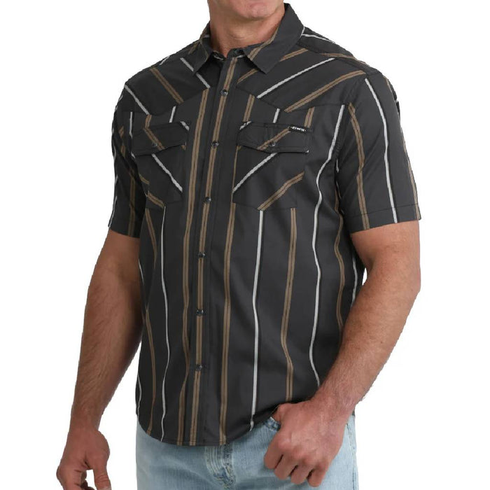 Cinch Men's Stripe Camp Black Snap Shirt