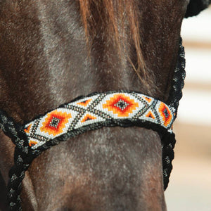 Professional's Choice Cowboy Braided Halter with Lead Tack - Halters Professional's Choice Black/Orange  