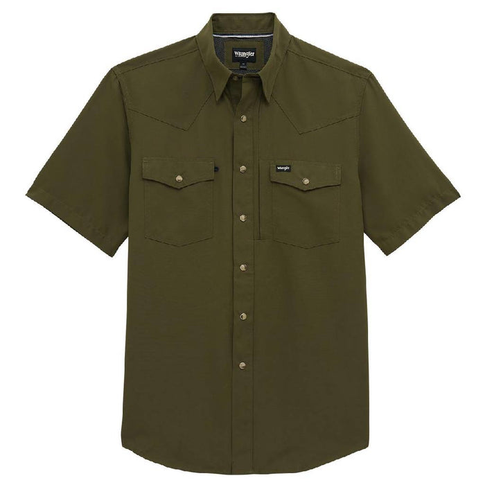 Wrangler Men's Western Performance Solid Olive Snap Shirt