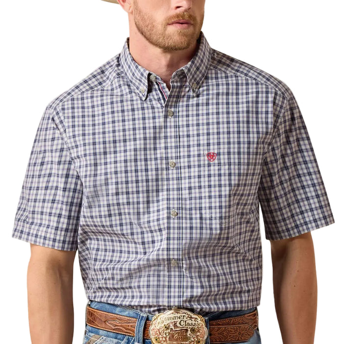 Ariat Men's Pro Barry Classic Fit Evening Blue Plaid Button Down Shirt