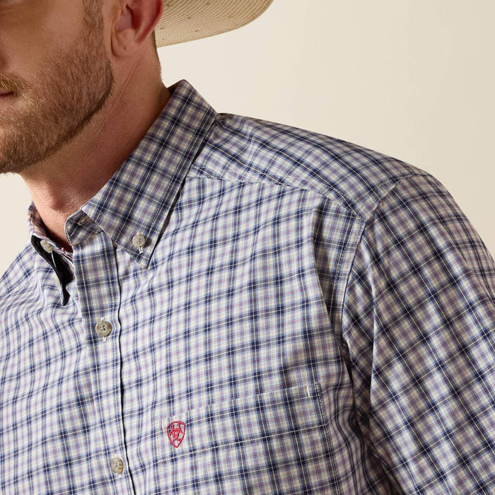 Ariat Men's Pro Barry Classic Fit Evening Blue Plaid Button Down Shirt