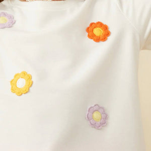 Hayden Girl's Floral Patch Knit Tee KIDS - Girls - Clothing - Tops - Short Sleeve Tops Hayden Los Angeles   