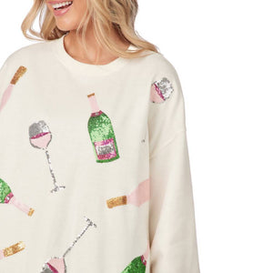 Mud Pie Champagne Sparkle Sweatshirt WOMEN - Clothing - Pullovers & Hoodies Mud Pie   