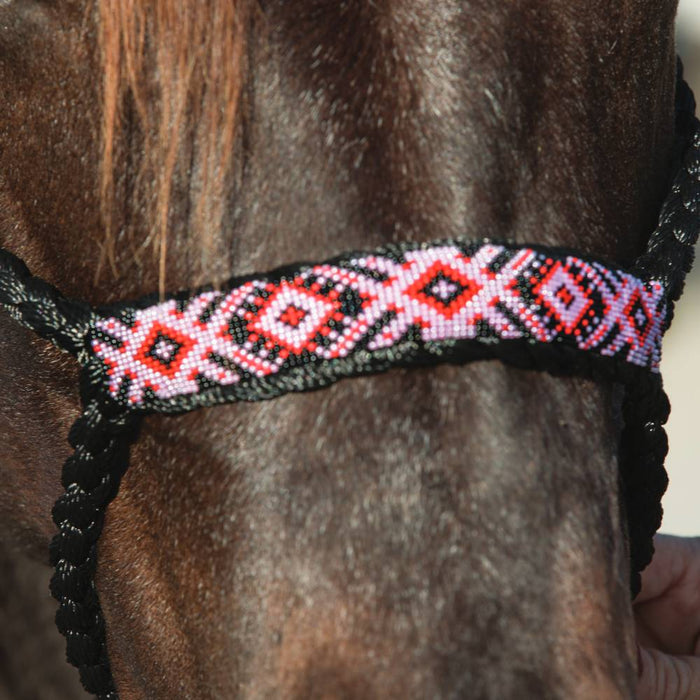 Professional's Choice Cowboy Braided Halter with Lead Tack - Halters & Leads Professional's Choice Black/Pink