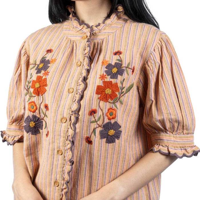 Ivy Jane Floral Embroidered Orange Top