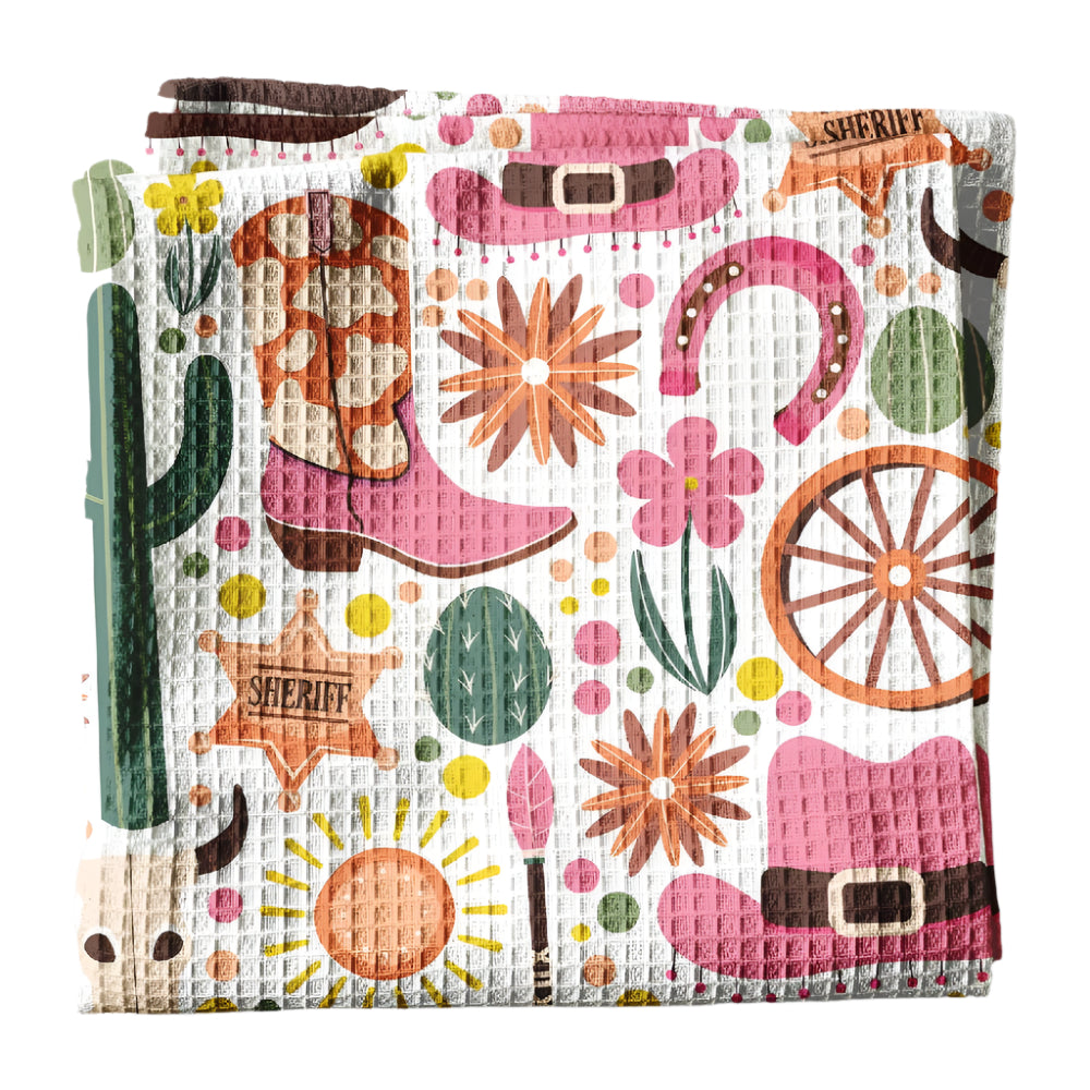 Waffle Kitchen Towel - Western Cactus