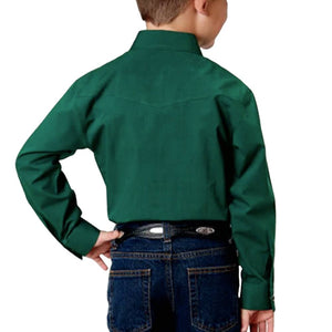 Roper Boy's Solid Green Snap Shirt KIDS - Boys - Clothing - Shirts - Long Sleeve Shirts Roper Apparel & Footwear   