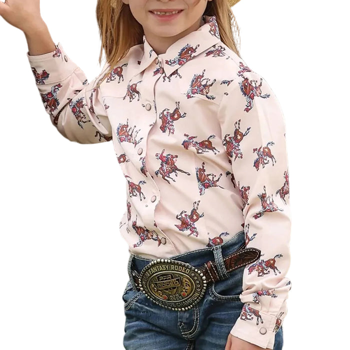 Cruel Denim Girl's Pink Horse Print Snap Shirt KIDS - Girls - Clothing - Tops - Long Sleeve Tops Cruel Denim