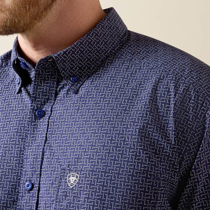 Ariat Men's Brogan Classic Fit Patriot Blue Abstract Print Button Down Shirt