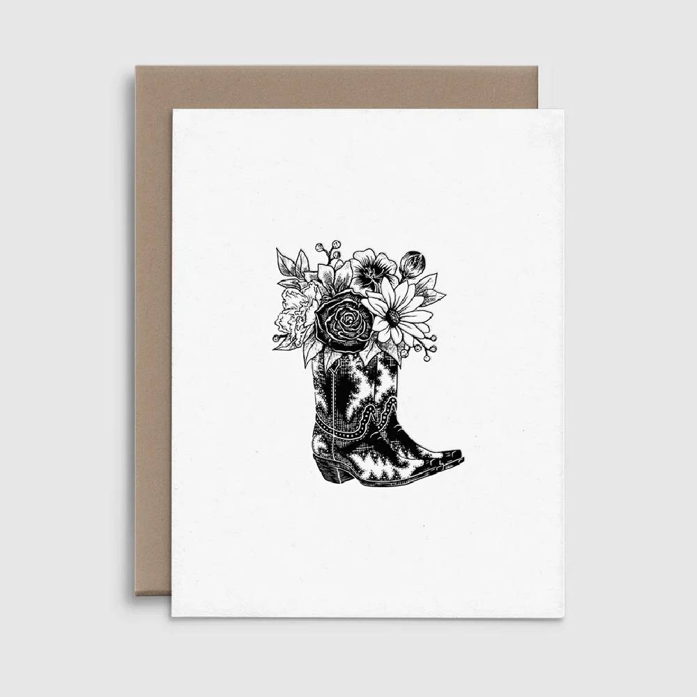 Cowboy Boots With Flowers Card HOME & GIFTS - Gifts R Rebellion