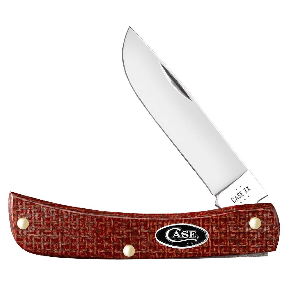 Case Sod Buster Jr - Dark Red Burlap Micarta Knives - Knives W.R. Case