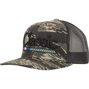 Classic Rope Cap with Large Embroidered 3D Logo HATS - BASEBALL CAPS Classic Equine Flat Bill Tiger Camo/Black  