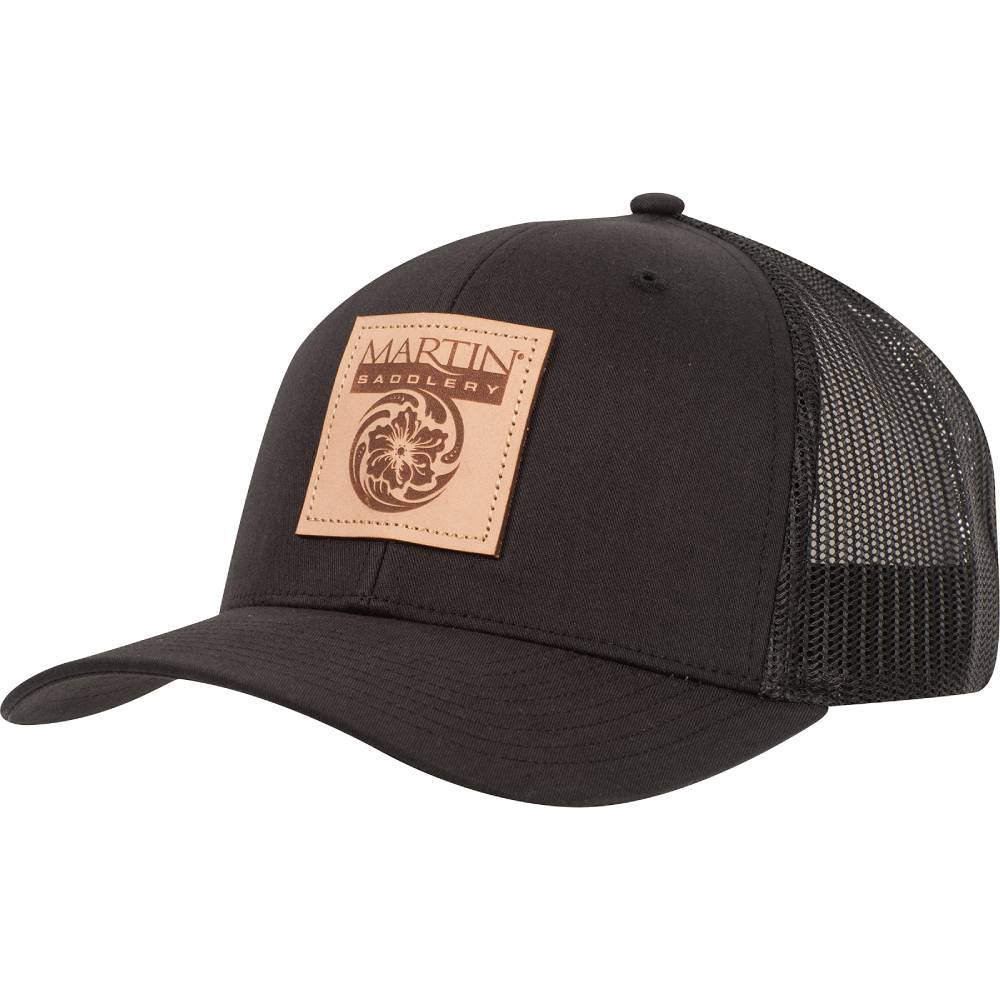 Martin Saddlery Caps with Faux Leather Patch HATS - BASEBALL CAPS Martin Saddlery Black  