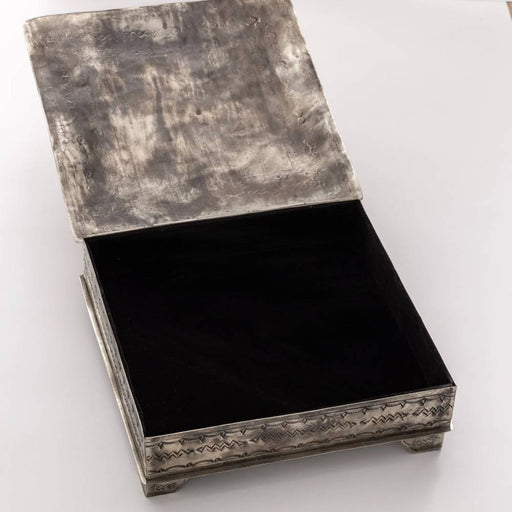 J. Alexander Large Stamped Turquoise Square Box HOME & GIFTS - Home Decor - Decorative Accents J. Alexander Rustic Silver   