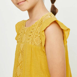 Hayden Girl's Crochet Flutter Sleeve Tee KIDS - Girls - Clothing - Tops - Sleeveless Tops Hayden Los Angeles   