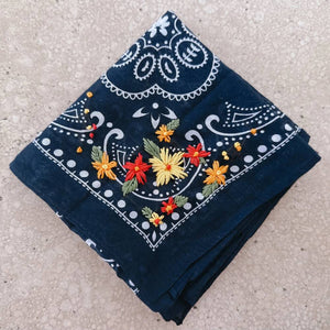 Embroidered Bright Flowers Bandana Wild Rag ACCESSORIES - Additional Accessories - Wild Rags & Scarves Little Lamb Designs   
