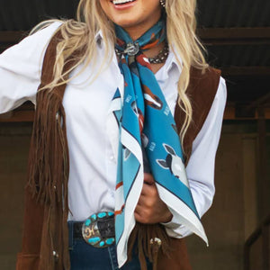 Fringe Scarves "Markings" Long Wild Rag ACCESSORIES - Additional Accessories - Wild Rags & Scarves Fringe Scarves