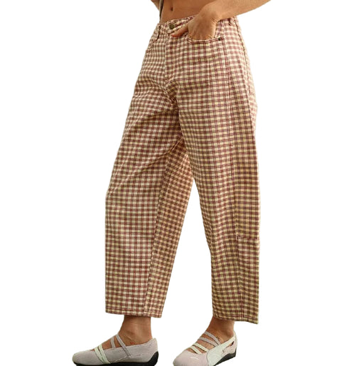 Miou Muse Mini Check Barrel Pants WOMEN - Clothing - Pants & Leggings Miou Muse