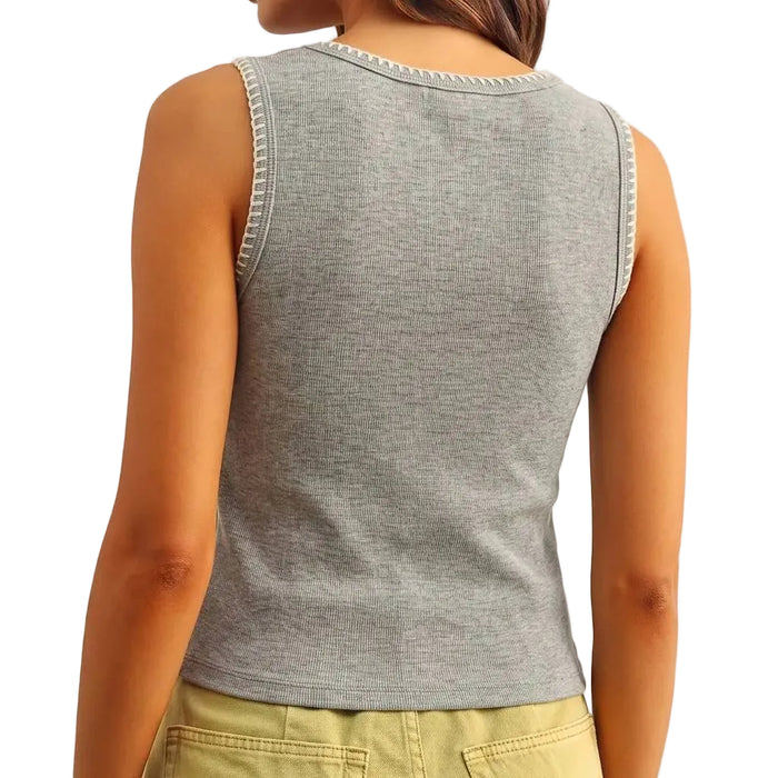 Stitch Detail Knit Grey Top