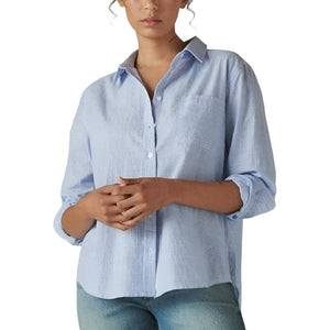 Lucky Brand Boyfriend Striped Button Shirt WOMEN - Clothing - Tops - Long Sleeved Lucky Brand Jeans   