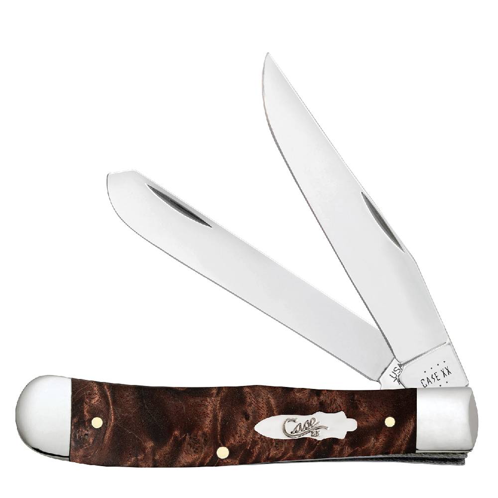 Case Brown Maple Burl Wood - Smooth Trapper Knives W.R. Case   