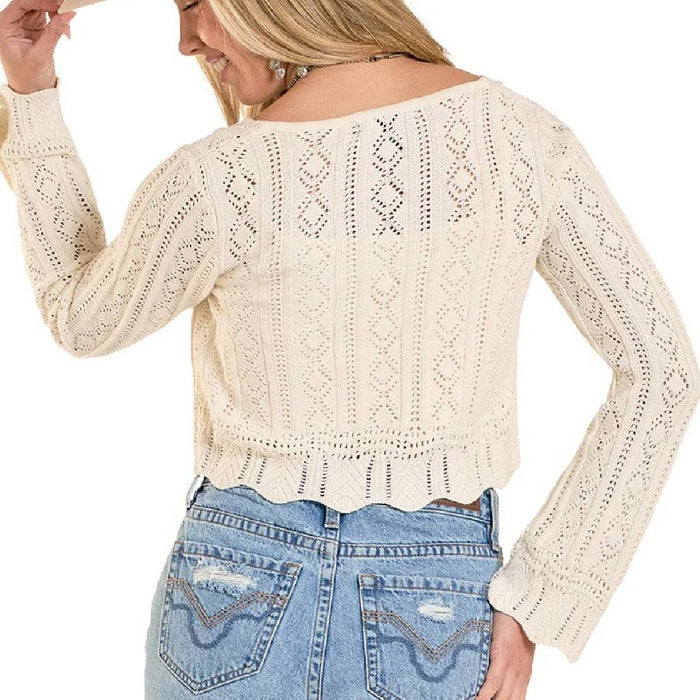Crochet Front Tie Natural Cardiagan WOMEN - Clothing - Sweaters & Cardigans Panhandle