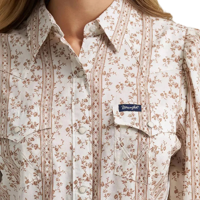 Wrangler Women's Snap Western Smocked Snap Top