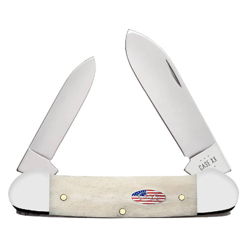 Case Canoe - Smooth Natural Bone CS - Stars & Stripes Shield Knives W.R. Case   
