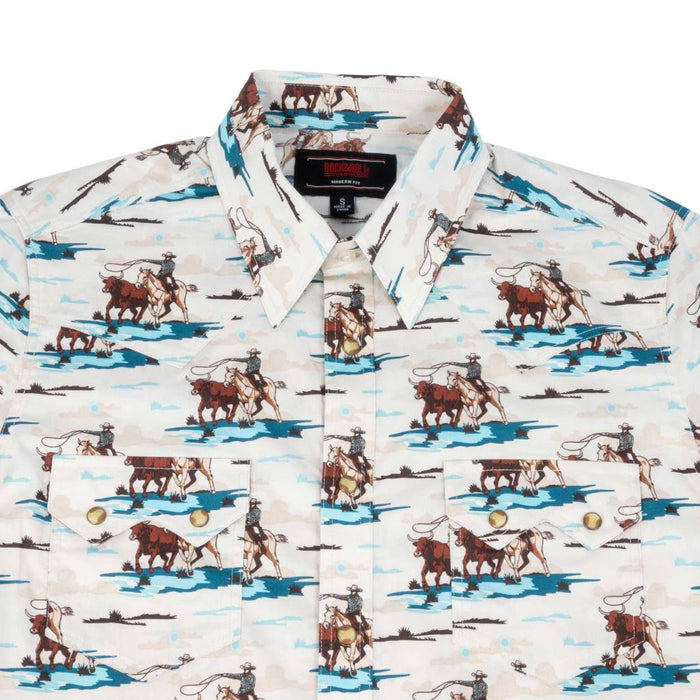 Rock & Roll Denim Men's Western Print Pearl Snap Shirt MEN - Clothing - Shirts - Short Sleeve Panhandle
