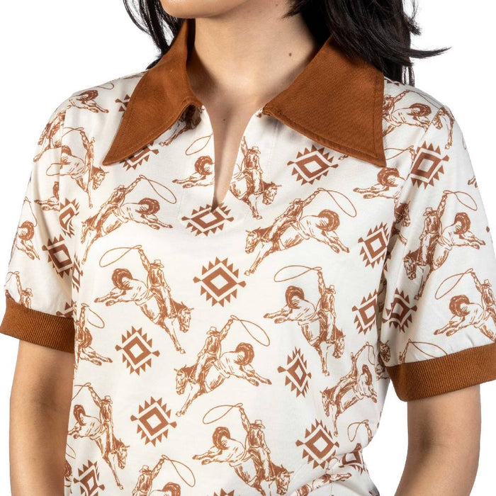 Howdy Hanny Western Print Polo Shirt WOMEN - Clothing - Tops - Short Sleeved Howdy Hanny