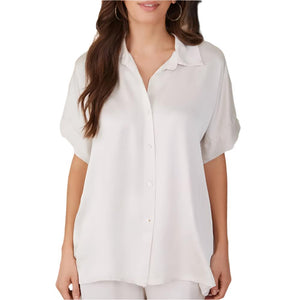 Satin Effect Viscose Button Down Top - FINAL SALE WOMEN - Clothing - Tops - Short Sleeved Milio Milano   