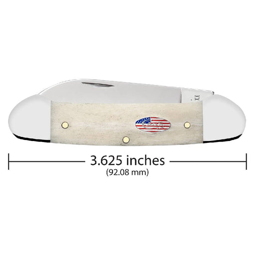 Case Canoe - Smooth Natural Bone CS - Stars & Stripes Shield Knives W.R. Case   