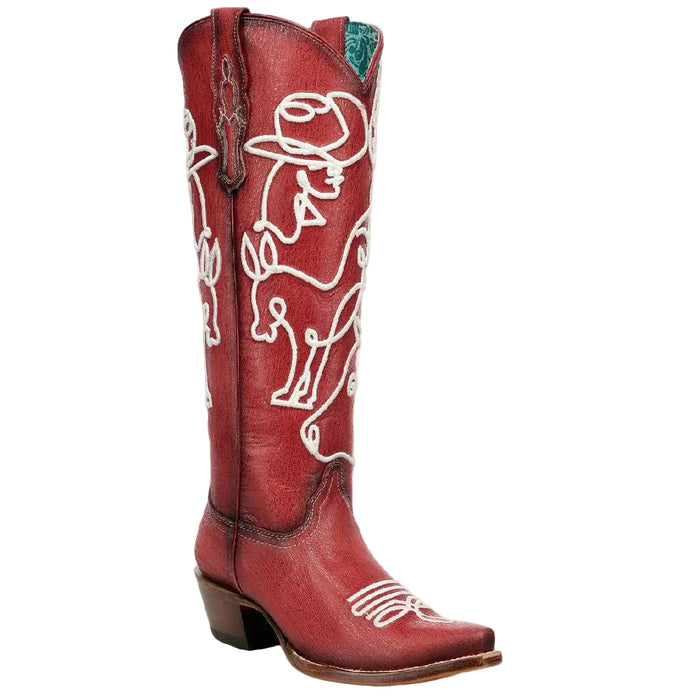 Corral Women's Glow In The Dark Embroidery Tall Red Western Boots