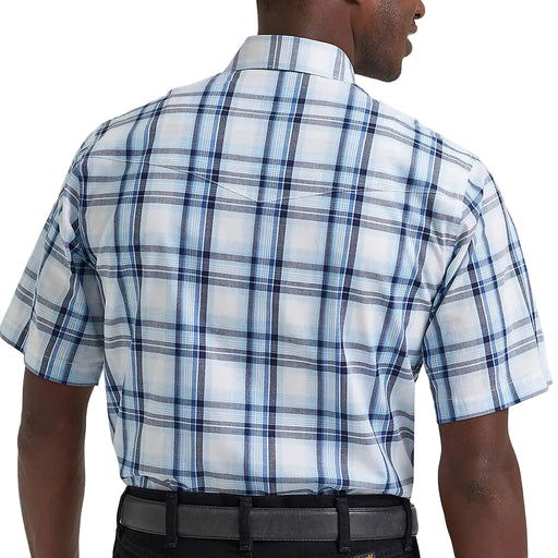 Wrangler Men's Western Blue Plaid Snap Shirt MEN - Clothing - Shirts - Short Sleeve Wrangler