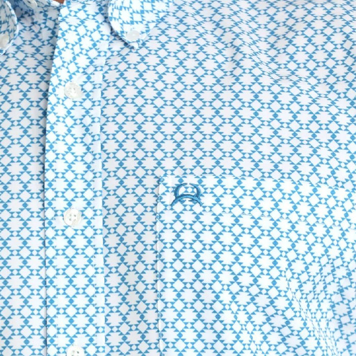Cinch Men's Arenaflex Geo Blue Button Down Shirt MEN - Clothing - Shirts - Short Sleeve Cinch