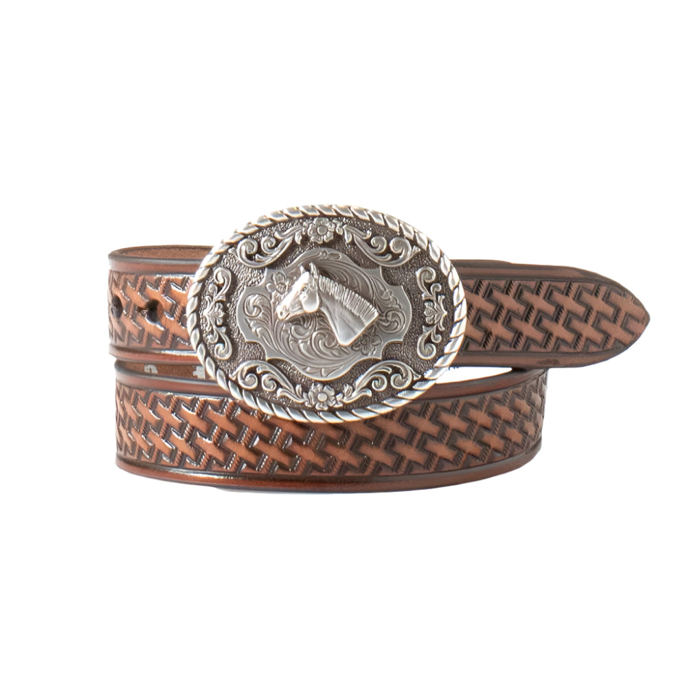 Nocona Boy's Basketweave Belt w/Horse Buckle KIDS - Accessories - Belts M&F Western Products