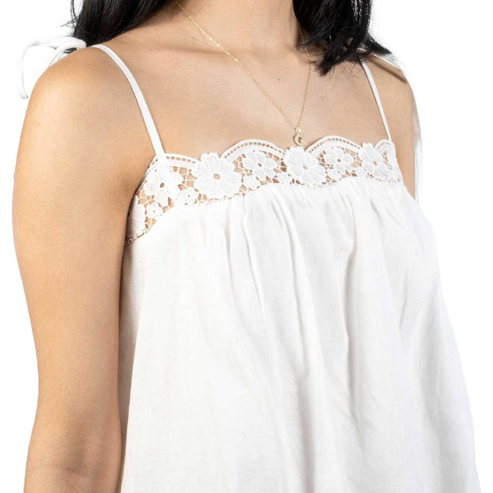 Lace Trim Off White Dress