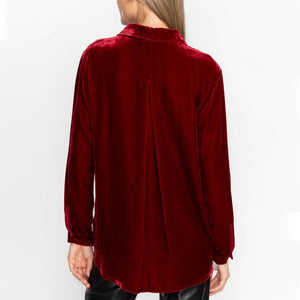 Johnny Was Sidonia Velvet Pleated Top WOMEN - Clothing - Tops - Long Sleeved Johnny Was Collection   